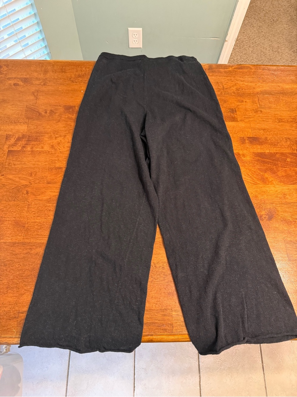 Free People Beach Black Cotton Linen Wide Leg Pants Knit Pull On Lounge Medium